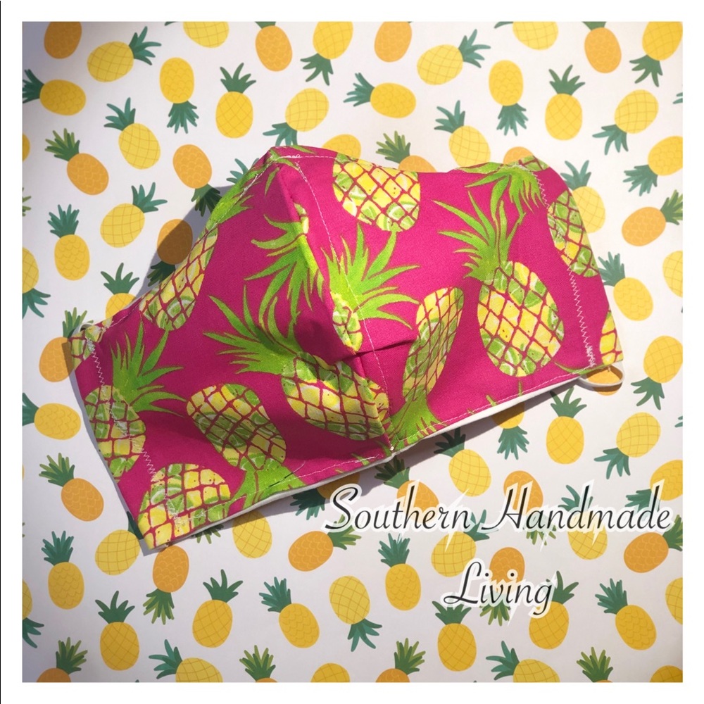 Pink pineapple reusable face mask. #429